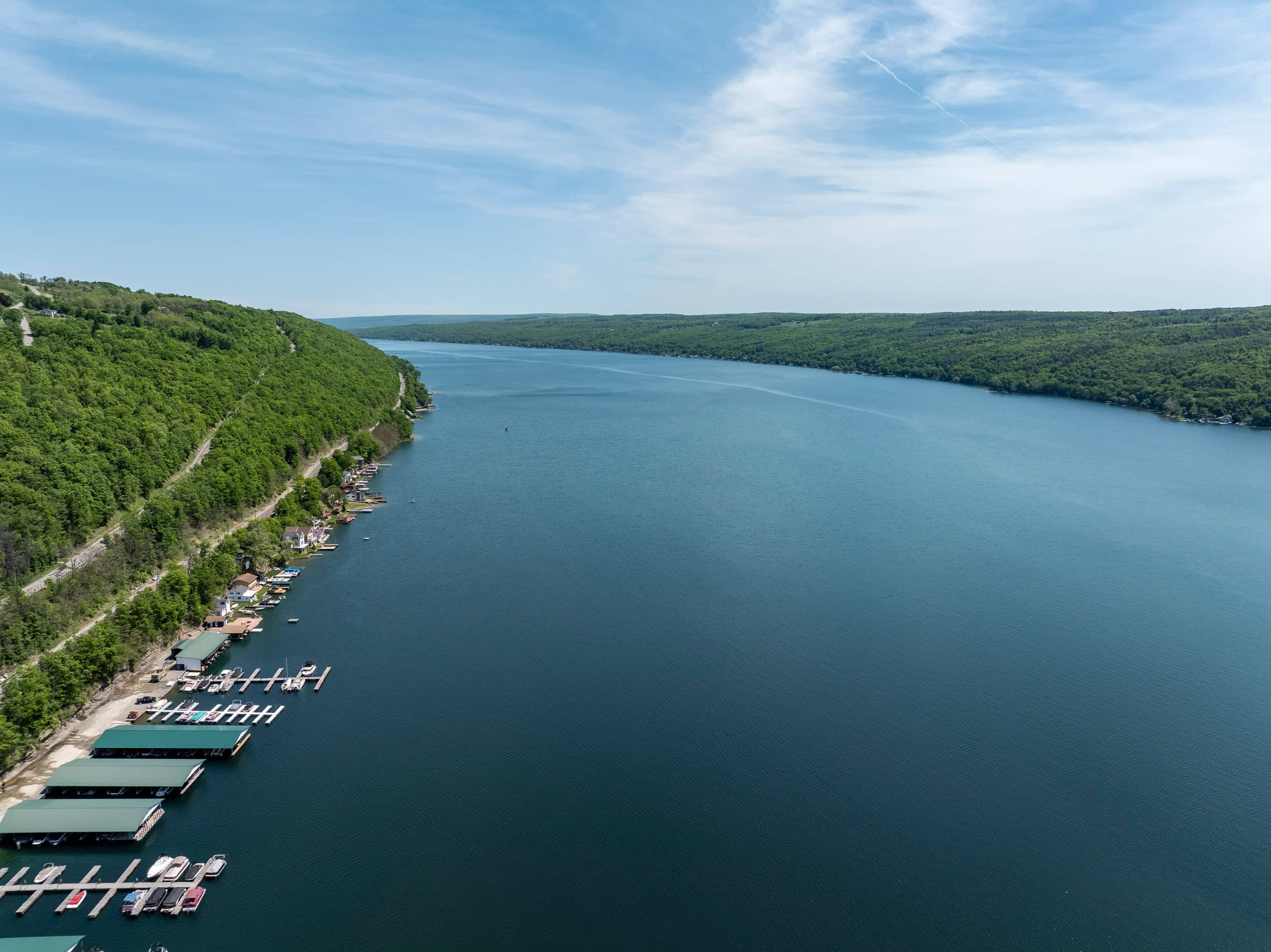 Keuka Lake looking down the valley from above the western shore